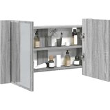 vidaXL LED kopalniška omarica z ogledalom siva sonoma 80x12x45 cm | Shoptok.si