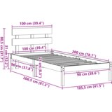 vidaXL okvir kreveta s uzglavljem 100x200 cm od masivne borovine | shoptok.hr