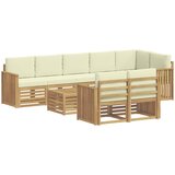  Set vanjskih sofa 9 pcs Bijela i krem 59 x 59 x 37 cm Poliester | shoptok.hr