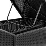 Poli Ležalnik z blazino poli ratan črn | Shoptok.si
