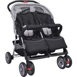  Dječja kolica za blizance čelična sivo-crna | shoptok.hr