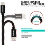 Swissten kabel USB-C/USB-C , platneni, 2 m, crni | shoptok.hr
