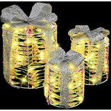 vidaXL Dekoracija Darilne Škatle 3 pcs Toplo bela PET | Shoptok.si