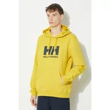 Helly Hansen Bombažen pulover moška, rumena barva, s kapuco