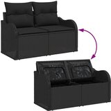 vidaXL 8-dijelni set kauča za vrt s jastučićima crni poli ratan, 2-sjedalo kauč za vrt s pohranom i jastučićima crni poli ratan | shoptok.hr