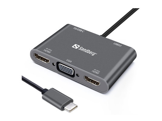 Sandberg USB-C Dock 2xHDMI 1xVGA USB PD | shoptok.hr