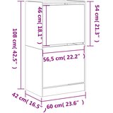 Ormarić za cipele s 2 preklopne ladice crni 60 x 42 x 108 cm | shoptok.hr