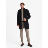 Ombre Single-breasted long men's suit style coat - black