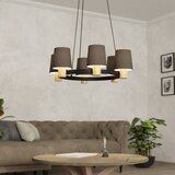 Eglo Edale viseća lampa 6xE27, Ø70 cm, crna/drvo/cappuccino, 43781 | shoptok.hr