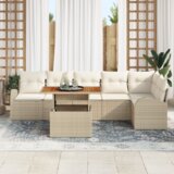 vidaXL 7-delni vrtni kavč set z blazinami bež poli ratan | Shoptok.si