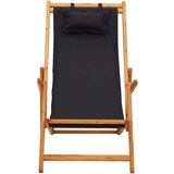  Zložljiv stol za na plažo trden evkaliptusov les in črno blago, (20658616) | Shoptok.si