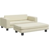  Dječja sofa s tabureom krem 100 x 50 x 30 cm od umjetne kože | shoptok.hr