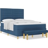 Krevet s box springom s madracem i klupicom Plava 140x200 cm Tkanina | shoptok.hr