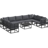  Sjedeća garnitura za vrt 10 kom. Crna Aluminij | shoptok.hr