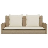  Klupa za ljuljanje s jastucima bež 119x56x48 cm od poliratana | shoptok.hr