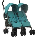  Otroški voziček za dvojčke zelen jeklen | Shoptok.si