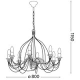 Ideal Lux luster na lancu corte 8xE14/40W/230V fi 80 cm bakar | Eponuda.com