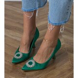 Gemre Green satin pumps with rhinestones Bellira | Shoptok.si