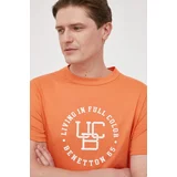 United Colors Of Benetton Bombažna kratka majica oranžna barva