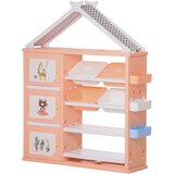 HOMCOM Garderobna omara za spalnico, omara za igrače s 4 škatlami za shranjevanje, 3 omaricami in policami v PE oranžni barvi, 128x34x155cm, (20752824) Cene