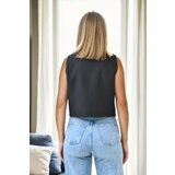 Dewberry 90619 Pocket Detailed 3 Button Lined Women Vest-BLACK | Shoptok.si