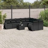  10-dijelni set vrtnih sofa s jastucima crni od poliratana | shoptok.hr