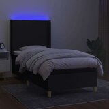 vidaXL Box spring postelja z vzmetnico LED črna 90x190 cm blago | Shoptok.si
