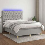  Box spring postelja z vzmetnico LED sv. siva 140x200 cm blago, (20724306) | Shoptok.si
