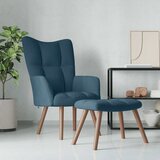  Stolica za opuštanje s osloncem za noge plava baršunasta | shoptok.hr