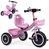 ECO TOYS Tricikl Sa Neklizajućim Rukohvatima, Zvoncem I Korpom, Pink | ePonuda.com