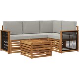  Set vanjskih sofa 5 kom. Prirodna i svjetlosiva Poliester | shoptok.hr