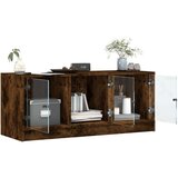 TV omarica s steklenimi vrati dimljeni hrast 102x37x42 cm | Shoptok.si