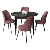 Hanah home Set Trpezarijski sto i 4 stolice, prljavo roza | Eponuda.ba