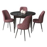 Hanah home tor - black marble, dusty rose black marbledusty rose dining table & chairs set (5 pieces) | Eponuda.com