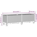  Vrtna sadilica s kotačima crna 160 x 50 x 54 cm PP | shoptok.hr