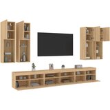 vidaXL Stenske TV omarice z LED lučkami 7 kosov sonoma hrast | Shoptok.si