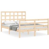 The Living Store Posteljni okvir z vzglavjem 140x200 cm trden les - Posteljni Okvir, (21523993) | Shoptok.si