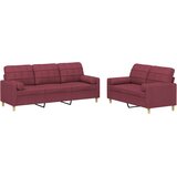  2-dijelni set sofa s jastucima crvena boja vina od tkanine | shoptok.hr