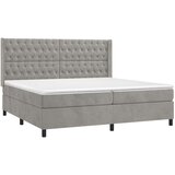  Box spring postelja z vzmetnico LED svetlo siva 200x200cm žamet, (20761067) | Shoptok.si