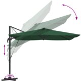  Cantilever Roma Parasol s LED diodama - Zelena 286 x 285 x 270 cm Aluminij | shoptok.hr