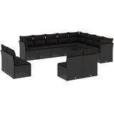 12-dijelni set vrtnih sofa od poliratana s jastucima crni | shoptok.hr