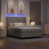  LED Box Spring Krevet Sivo-smeđa 140 x 190 cm tkanina | shoptok.hr