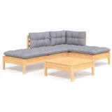  The Living Store Vrtna sedežna garnitura 5-delna s sivimi blazinami borovina - Vrtna Sedežna Garnitura, (21449478) | Shoptok.si