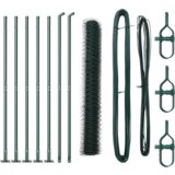 vidaXL heksagonalna ograja Zelena 0.8x10 m Jeklo, stebri za ograjo z osnovnimi ploščami 7 kos Ø32mm 90cm cinkovano jeklo | Shoptok.si