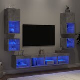 vidaXL 8-dijelni zidni TV elementi s LED svjetlima boja betona drveni | shoptok.hr