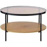 Unique Furniture Okrogla klubska mizica s stekleno mizno ploščo v naravni barvi ø 84 cm Hassel – | Shoptok.si