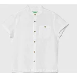 United Colors Of Benetton Otroška lanena srajca bela barva