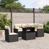  6-dijelni set vrtnih sofa s jastucima crni od poliratana | shoptok.hr