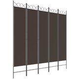 Sobna pregrada s 5 panela smeđa 200 x 200 cm od tkanine | shoptok.hr