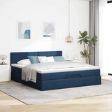 vidaXL Otomanski posteljni okvir z vzmetnico moder 180x200 cm blago, (21653553) | Shoptok.si